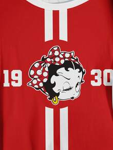 Betty Boop x SHEIN Plus Size T-Shirt All-Over Print - White - View 5