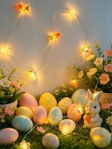 Easter Decorations, Rabbit, Carrot, Egg String Lights, Battery Powered, Easter Spring Rabbit Fairy Lights, Suitable For Indoor/Outdoor Easter Basket, Egg Party, Bedroom Decor - multicolor - View 10