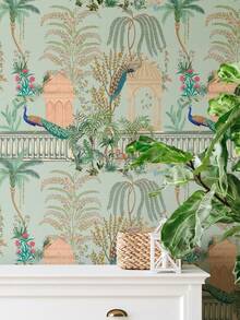 1 PC Roll Waterproof Removable Peacock Floral Pattern Wallpaper Elegant Home Decor Wall Art Sticker For Living Room Bedroom Office Hallway - multicolor - View 13