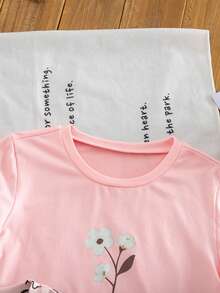 Emery Rose Kids Emery Rose Kids 少女圓領短袖舒適透氣夏季休閒T恤 - 彩色 - 查看 6