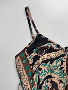 Ellevyn Vestido Maxi Elegante de Estilo Bohemio con Tirantes Finos y Cintura Definida para Mujer, Ideal para Vacaciones - Verde Oscuro - Ver 5