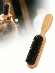 1pc/2pcs Boar Bristle Hair Brush Bamboo Comb For Men Beard Women Detangling Edge Brush Curly Hair Styling Tools Mini Wooden Pin Ball Tip Brush Set Salon Barber Supplies Travel Essentials Back To School Hair Products Accessories - Multicolor - View 4