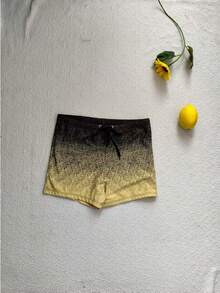 Naviga Onda Men's Summer Vacation Beach Gradient Drawstring Waist Swim Trunks, Holiday - Yellow - View 2