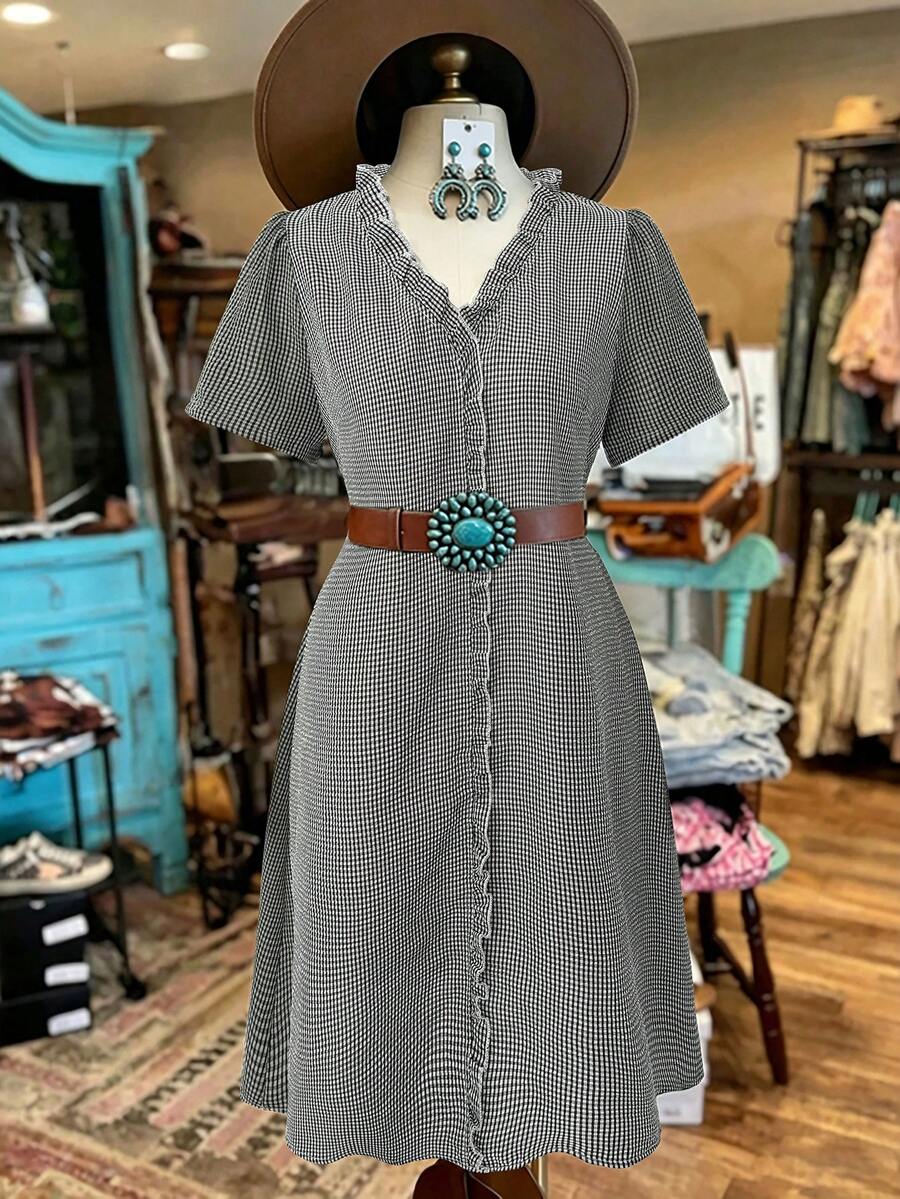 Linhara Women's Plus Size V-Neck Knee-Length Dress, Casual/Vacation ...
