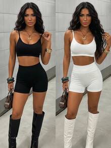StreetHx 2 pièces/set Soutien-gorge de sport sans couture pour femmes avec design croisé, dos ouvert sexy - Multicolore - Voir 3