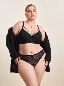 Hourtrue 4条/套加大码女士蕾丝边三角裤，腰围0XL-4XL：65、71、77、83、89厘米，手工测量可能存在1-2厘米误差。 - 黑色 - 查看 8