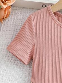 Emery Rose Kids Emery Rose Kids 少女純色針織圓領拼接梭織花卉下擺休閒洋裝 - 彩色 - 查看 8