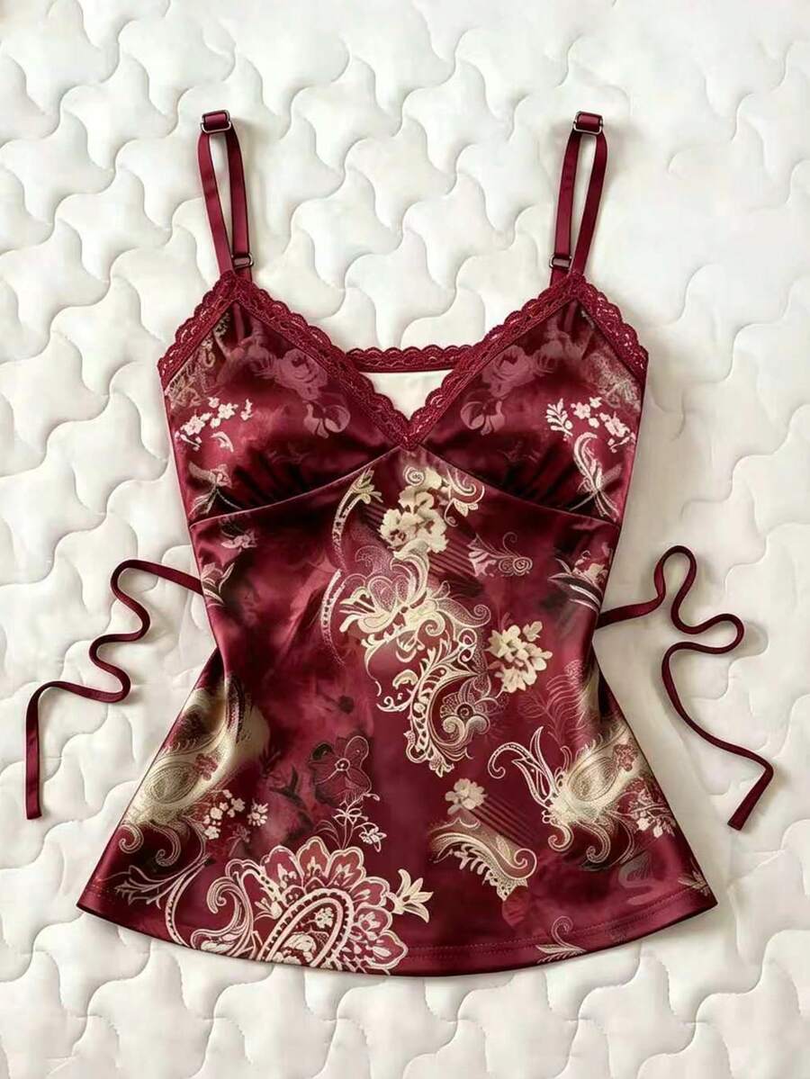 IslaSuriya 女款夏季休閒碎花印花細肩帶上衣 - 彩色 - 查看 1