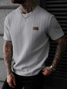 EGENSIO Men's Crew Neck Regular Shoulder Short Sleeve Summer Casual T-Shirt - Light Grey - View 5