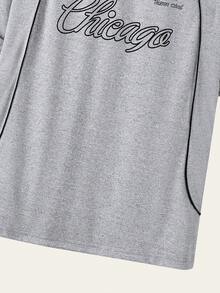 SHEIN Teen Boys Crew Neck Casual Letter Print T-Shirt And Sweatpants Set - Grey - View 5