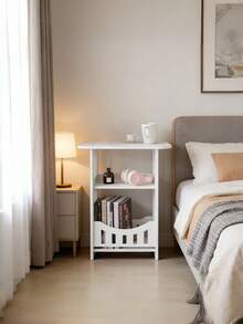 1PC Wooden Double Layer Space Saving Minimalist Nordic Style White Mini Square Coffee Table Nightstand Side Table For Small Apartment Living Room Bedroom Home Furniture - Multicolor - View 7
