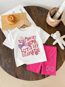 Set Baju dan Legging Kasual Lucu untuk Bayi Perempuan, Cocok untuk Liburan Musim Semi dan Musim Panas, Warna Pink, Nyaman dan Santai - MultiWarna - View 3