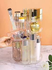 Estante de almacenamiento de cosméticos transparente, organizador de escritorio giratorio de 360 grados, caja de acrílico, caja de almacenamiento de lápiz labial y productos de cuidado de la piel para tocador, estante de exhibición de cosméticos - Multicolor - Ver 11