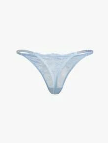 Bisouelle Floral Lace Rhinestone Studded Tape G-String Sexy Lingerie, Rave - Baby Blue - View 2