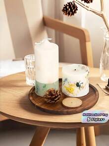1/2PCS Solid Wood Round Serving Tray Multifunctional Breakfast Tray Bathroom Tray Cheese Board Kitchen Decor Rustic Service Platter Farmhouse Home Storage Organizer Gift - Yellow - View 1
