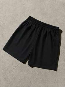 ROMWE MEN Street Life Men's Printed Pattern Loose Shorts, Spring/Summer - Black - View 2