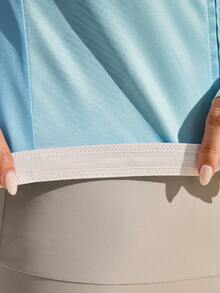 Exploreva Top de ciclismo casual y versátil para mujer con cremallera y manga corta - Colores Pastel - Ver 5