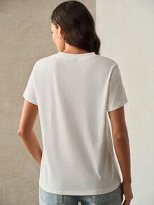 Anewsta High-End Craftsmanship Solid Color Crew Neck T-Shirt, Zero-Feel Skin-Friendly, Wrinkle-Resistant, Versatile Inner Layer And Outerwear Essential Casual - White - View 2