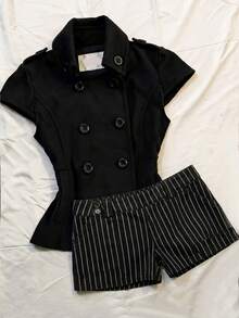 Attitoon Women's Striped Pocket Casual Versatile Shorts,Summer,Back-To-School,School,90s,Black And White Checkered,Y2K Fashionable Elegant Daily Streetwear - Multicolor - View 1