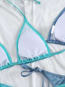 26SS Spring/Summer Laser Blue Gradient Bikini Swimsuit 4 Pieces Set - Blue - View 5