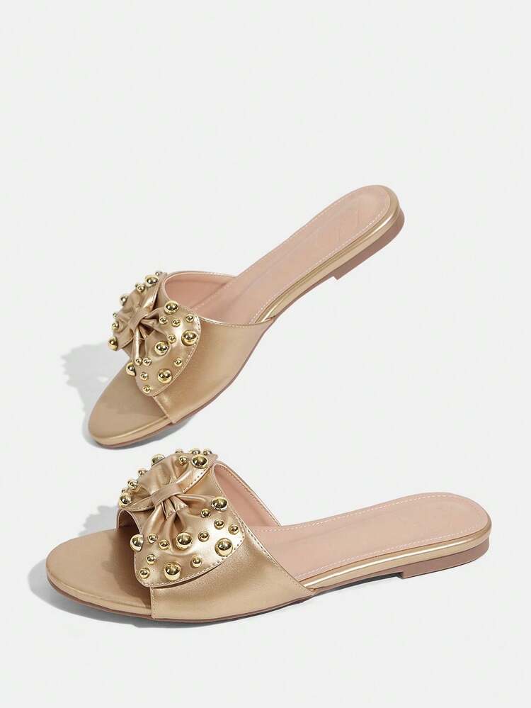 CUCCOO TILAWA New Gold Flat-Soled Comfortable And Versatile Women's Flat-Soled Sandals