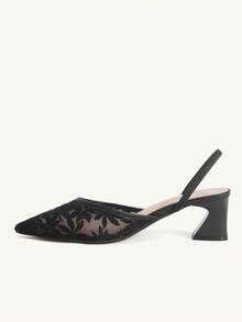 CUCCOO CHICEST Women's Fashionable Elegant Commuting Embroidered Mesh Pointed Toe Pumps Wedding Shoes Summer Shoes Bride Shoes - Black - View 6