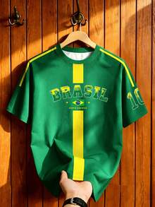 Aesthetic Post Áo bóng đá Brazil kiểu cổ điển, áo in số 10 kiểu Mỹ, áo thun in hình unisex, áo thể thao thời trang nam, bóng đá, phụ kiện bóng đá - Nhiều màu - Xem 3