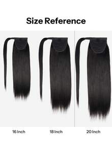 Pony Tails Real Hair Extension Straight Ponytail Extension Human Hair Nature Black Invisible Wrap Around Ponytail Human Hair For Women Daily Work - S1B - View 6
