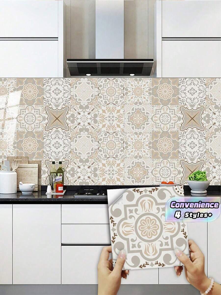10 piezas/20 piezas Pegatinas de azulejos con patrón de mandala, autoadhesivas, resistentes al agua y al aceite de PVC para decoración de paredes de cocina, pegatinas, decoración de pared, calcomanía de vinilo para decoración del hogar, artículos de decoración de primavera para renovar su hogar, pegatinas de decoración de ramas, decoración de habitaciones, decoración de Ramadán, decoración del hogar, decoración de baño, decoración de cocina - Multicolor - Ver 1