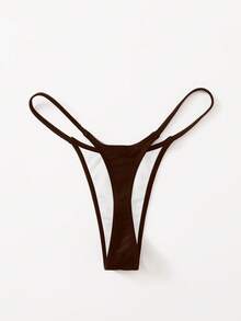 Swim Basics Bottom de bikini para playa de verano de color sólido - Marrón - Ver 2