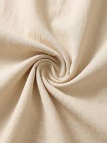 Rusticease Women's Summer Casual Teachers' Day Daily Vacation Brunch Office Commute Minimalist Solid Color Roll Tab Sleeve Pleated Loose Button-Front Dress - Apricot - View 6