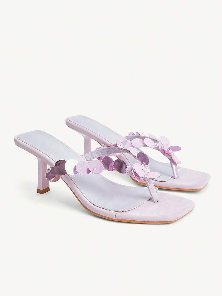 CUCCOO CHICEST Women's Sequin Design Fashion Daily Wear Slip-On High Heel Sandals Wedding Shoes Spring Shoes Bride Shoes