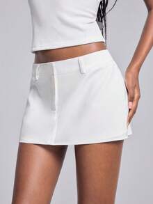 Lumivelle Women's Spring/Summer Y2K White Mini Micro Shorts, Women's Low Waist Mini Skort Vacation - White - View 6