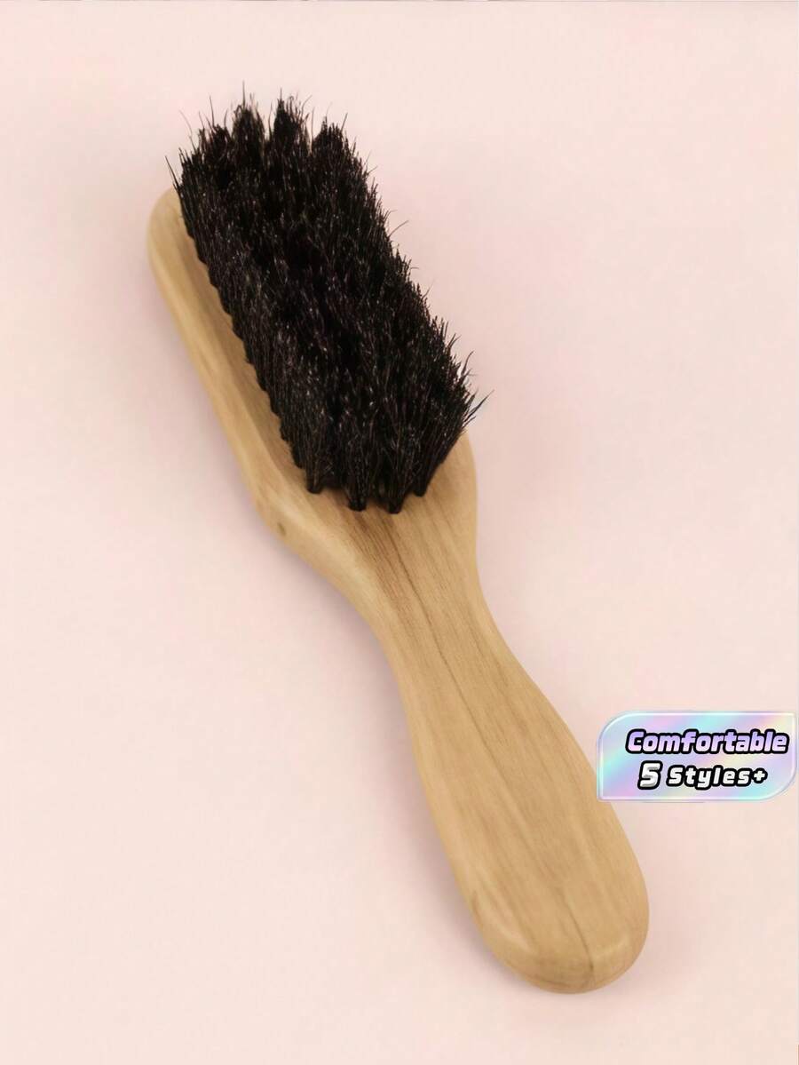 1pc/2pcs Boar Bristle Hair Brush Bamboo Comb For Men Beard Women Detangling Edge Brush Curly Hair Styling Tools Mini Wooden Pin Ball Tip Brush Set Salon Barber Supplies Travel Essentials Back To School Hair Products Accessories - Multicolor - View 1