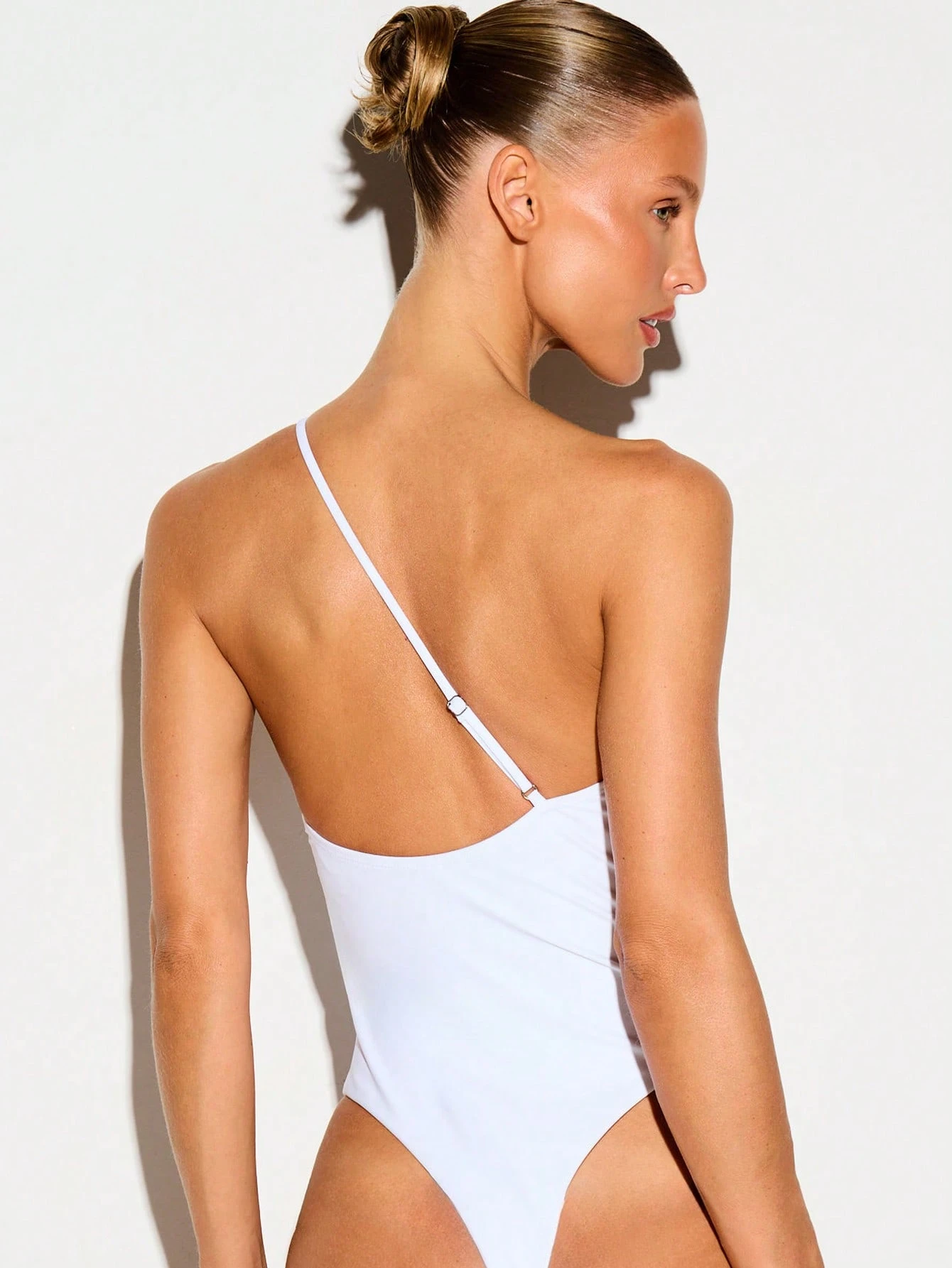 One-Shoulder Floral Detail Keyhole One-Piece Swimsuit
