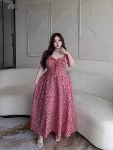 Sunnyshic 大尺碼女款休閒度假碎花短袖夏季洋裝 - 彩色 - 查看 4