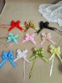 10 PCS Sheer Tulle Pull Bow Ribbon Gift Wrapping Wedding Party Decorations For Bridal Shower Birthday Holiday Car Decor Hot Selling - White - View 4