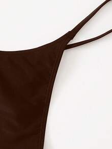 Swim Basics Bottom de bikini para playa de verano de color sólido - Marrón - Ver 3