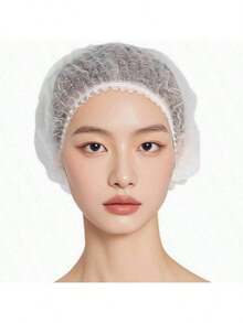 10 Buah Topi Mandi Lembut Sekali Pakai, Cocok untuk Penggunaan Sehari-hari - Putih - View 2