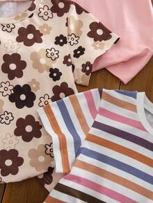 Emery Rose Kids Emery Rose Kids 少女圓領短袖舒適透氣夏季休閒T恤 - 彩色 - 查看 4