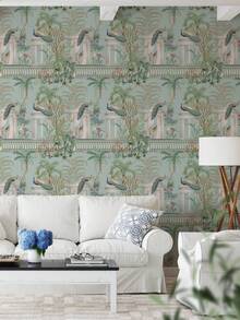 1 PC Roll Waterproof Removable Peacock Floral Pattern Wallpaper Elegant Home Decor Wall Art Sticker For Living Room Bedroom Office Hallway - multicolor - View 9