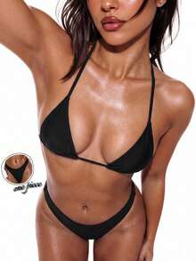 Swim Basics Đáy bikini màu trơn Giải trí - màu đen - Xem 8