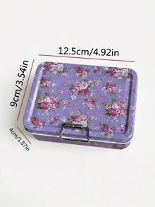 Cirelle Retro Printed Double-Layer Storage Box, Metal Decorative Storage Box With Buckle, Desktop Flip Style Storage Container For Jewelry, Stationery, Crafts, Cosmetics, Beautiful Floral Patterns, Multi-Purpose Storage Box For Home, Office, Bedroom, Gift Storage, Home Decoration, Hand Account Document Storage, Holiday And Birthday Gifts - multicolor - View 3