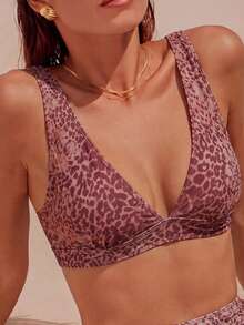 Costavie Setelan Bikini Dua Potong Wanita Motif Leopard Acak Musim Semi/Panas 2026 dengan Potongan V Dalam dan Pinggang Tinggi - MultiWarna - View 4
