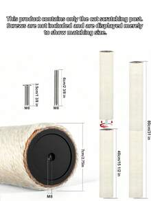 Paquete de 1/2/4 piezas de repuesto de poste rascador para gatos de sisal natural, resistente y duradero, amigable, para raíz con tornillo M8, múltiples tamaños, se adapta a gatitos, árbol de gato, torre de gato, piezas de muebles para gatos, sin tornillos, decoración del hogar interior, regalo de Navidad para gatos, repuesto de poste rascador para gatos - Blanco - Ver 3