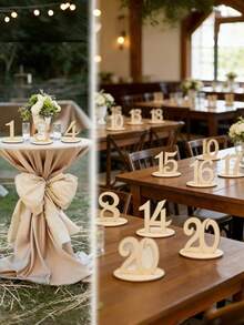10 20 Pieces Rustic Artificial Wood Number Place Card Holders Size 1 20 Reusable Table Number Stands For Wedding Birthday Anniversary Graduation Party Home Decor Summer Gift Beach Back To School Room Decoration - one size fits all - View 5