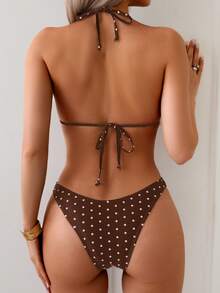 Swim Basics Women's Two Pieces Polka Dot Print Bikini Set Set, Casual Holiday Style - Multicolor - View 2