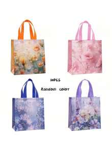 1/4/10/20 Stücke große Kapazität elegante Blumen-Botanik-Malerei-Stil Vliesstoff Polyester Tragetasche Handtasche Party-Gastgeschenk-Geschenktüten für Hochzeit Geburtstag Feier Jahrestag Brautparty langanhaltend modische Einkaufstasche - Mehrfarbig - Übersicht 12