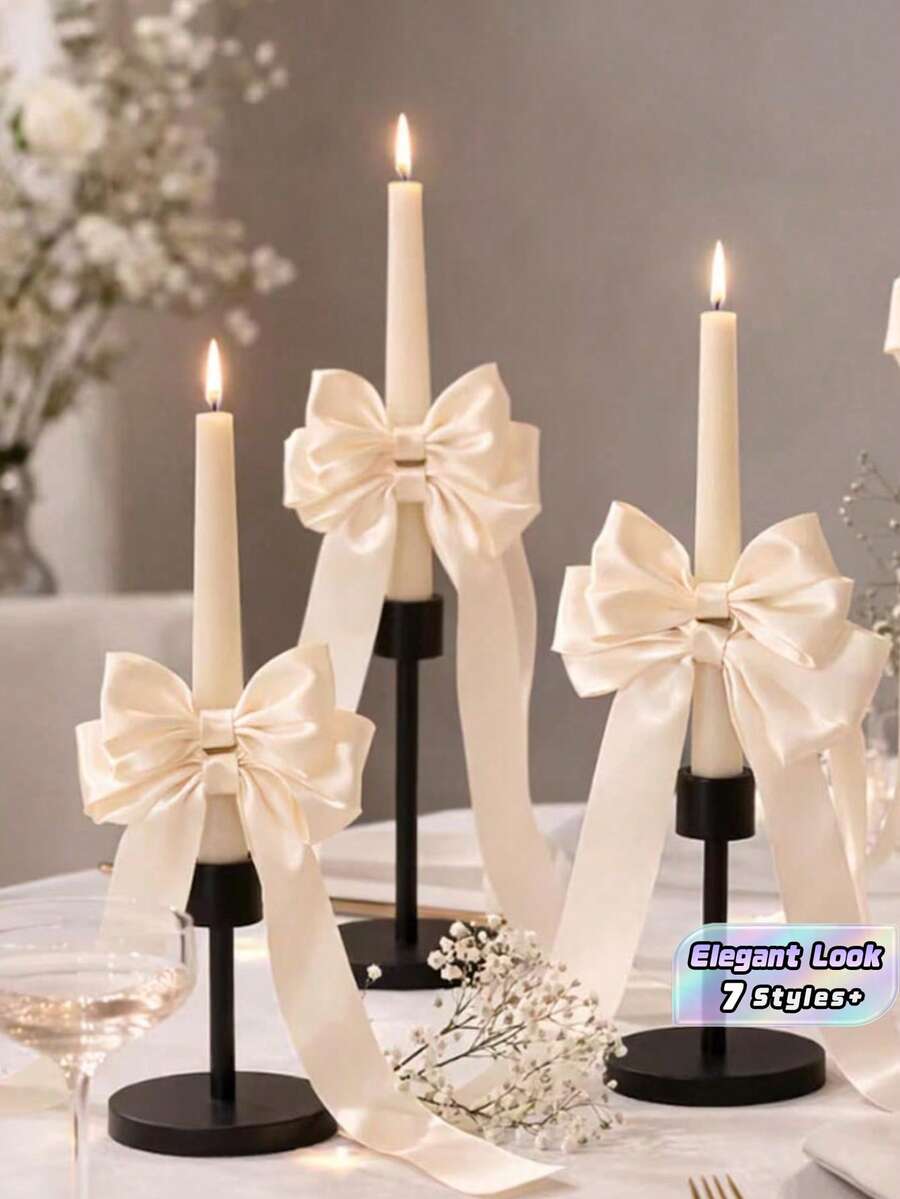 6/12 Stücke Satin Ballet-Stil Schleifen Dekorative Bänder Elegante Geschenkverpackung für Hochzeitstorte Flasche Kerzenhalter Dekoration Muttertag Geburtstagsparty Parfümbox Dekoration Hochzeitszubehör Must-Haves - Bogen - Übersicht 1