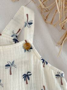 Loomiva Newborn Baby Coconut Tree Print Casual Versatile Daily Outing Jumpsuit - Apricot - View 4